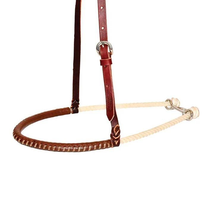 COWBOY TACK NOSEBAND SINGLE ROPE WITH LEATHER COVER, 3/4"