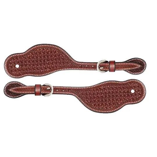 COWBOY TACK SPUR STRAP BUCKAROO ROSEWOOD SPIDER STAMP, YOUTH