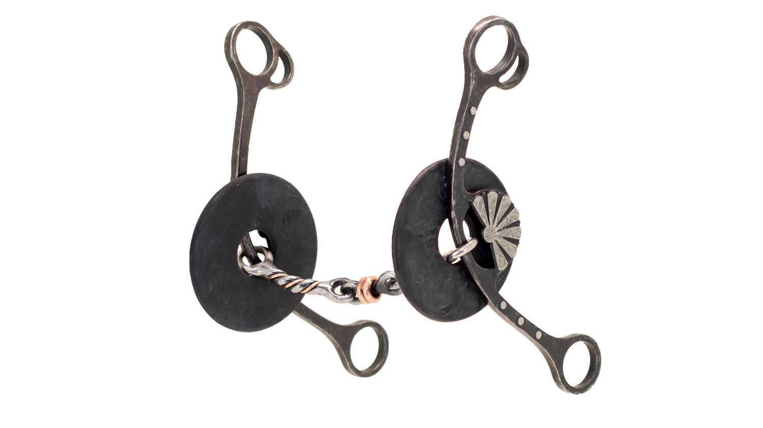 NELLIE MILLER FAN CONCHO DOG BONE TWISTED GAGE BIT, 5-1/8"