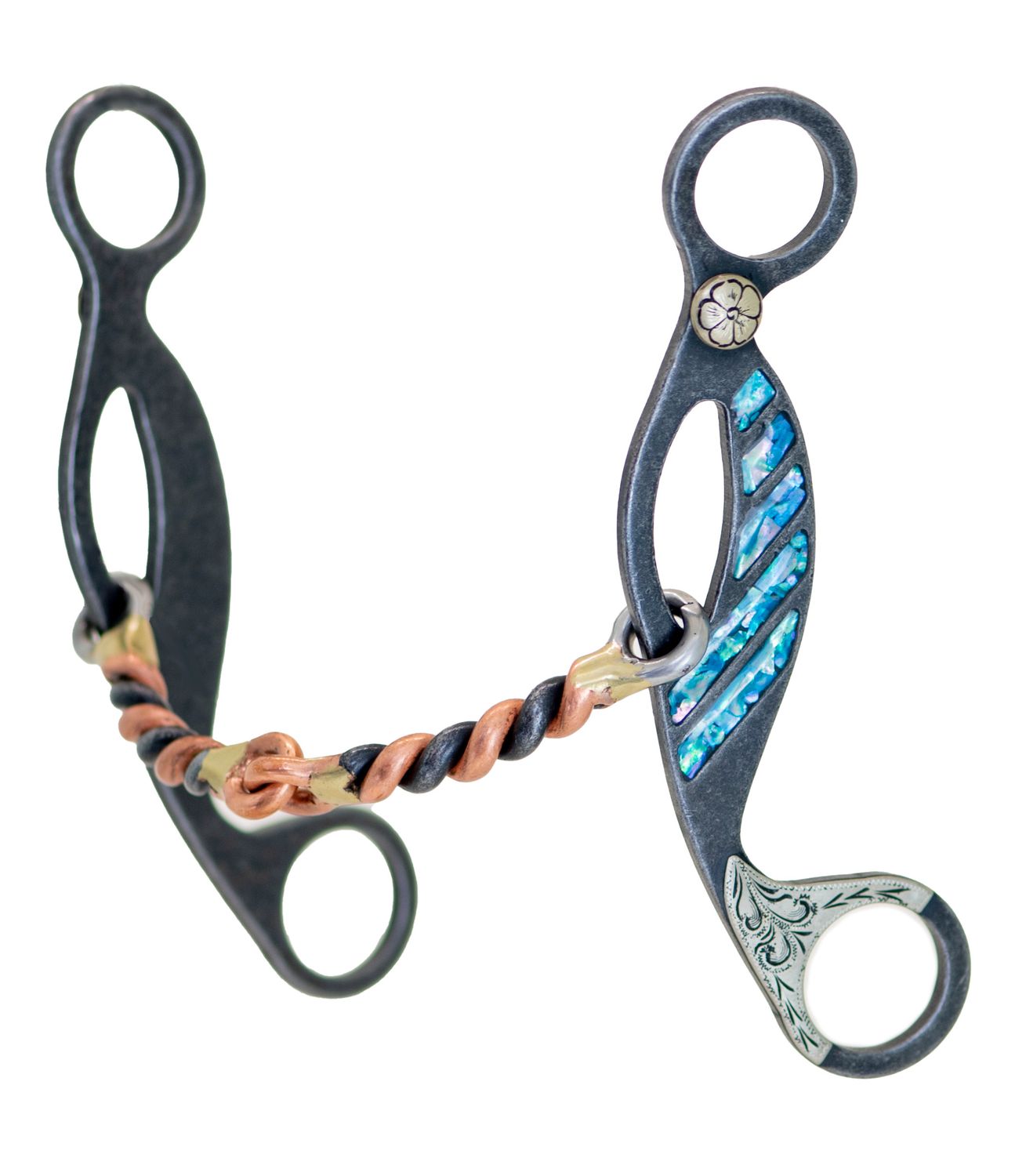 TURQUOISE SNAFFLE COPPER TWIST GAG BIT