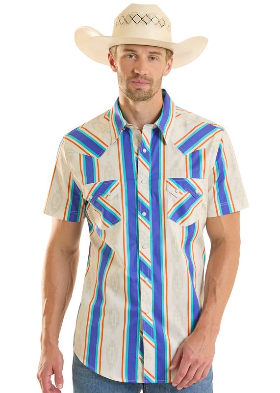 ROCK &amp; ROLL STRIPED SHORT SLEEVE SNAP SHIRT