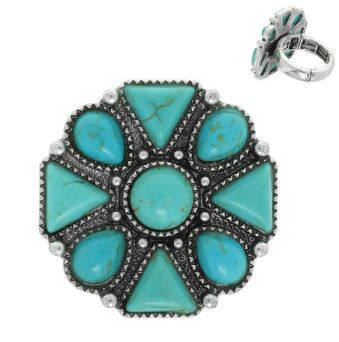 SOPHIA COLLECTION WESTERN TURQUOISE CLUSTER RING