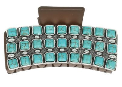 SOPHIA COLLECTION MULTI ROW TURQUOISE CLAW CLIP