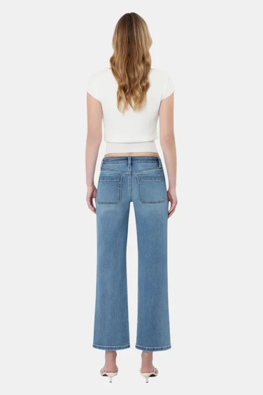 VERVET MID RISE PATCH POCKET SLIM CROP JEAN