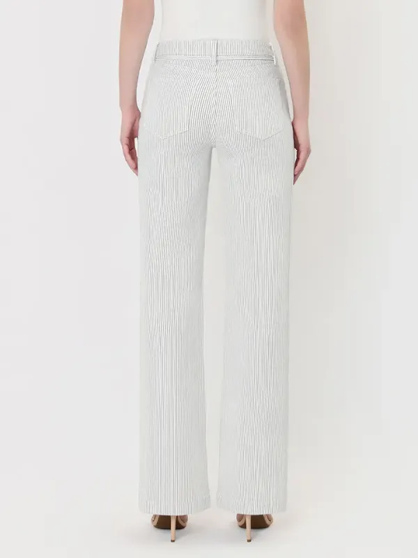 VERVET HIGH RISE WAIST TIE STRIPED FLARE JEAN