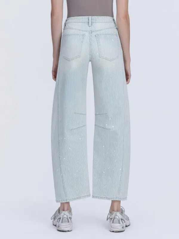 VERVET HIGH RISE STRIPED PAIN SPLASH BARREL JEAN