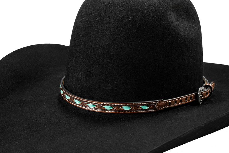 TWISTER 1/2" LEATHER TURQUOISE LACE HAT BAND