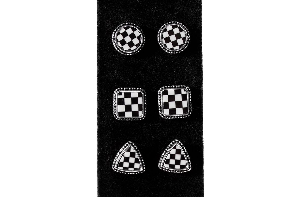 BLAZIN' ROXX CHECKERED EARRING SET