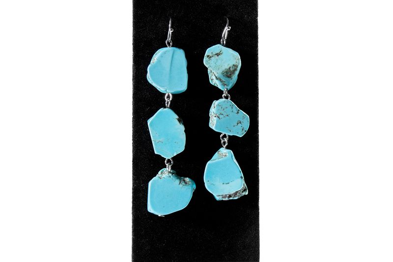 BLAZIN' ROXX TURQUOISE LINKED STONE EARRINGS