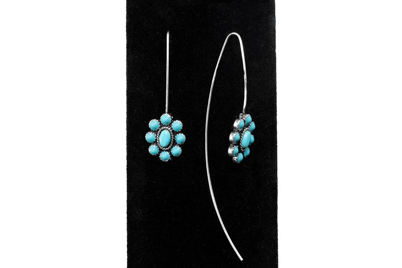 SILVER STRIKE TURQUOISE FLOWER EARRINGS