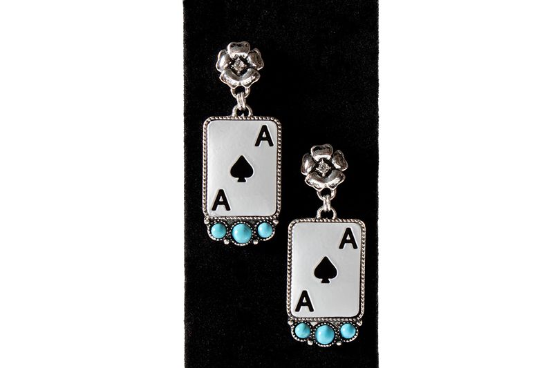 SILVER STRIKE ACE CARD EARRINGS