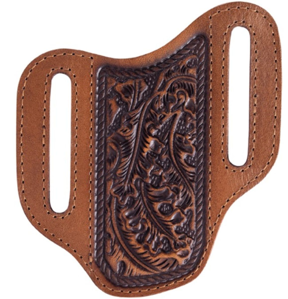 JUSTIN LEATHER PANCAKE KNIFE SHEATH WITH LEAF EMBOSS