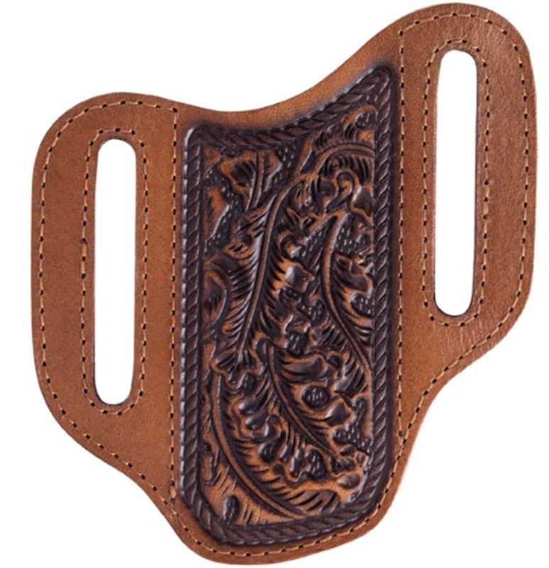 JUSTIN LEATHER PANCAKE KNIFE SHEATH WITH LEAF EMBOSS