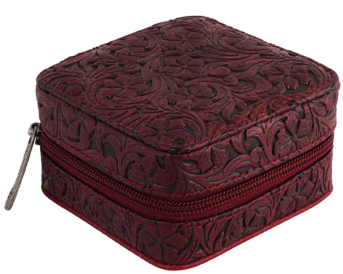 JUSTIN RUBY WITH FLORAL TOOLING JEWELRY BOX