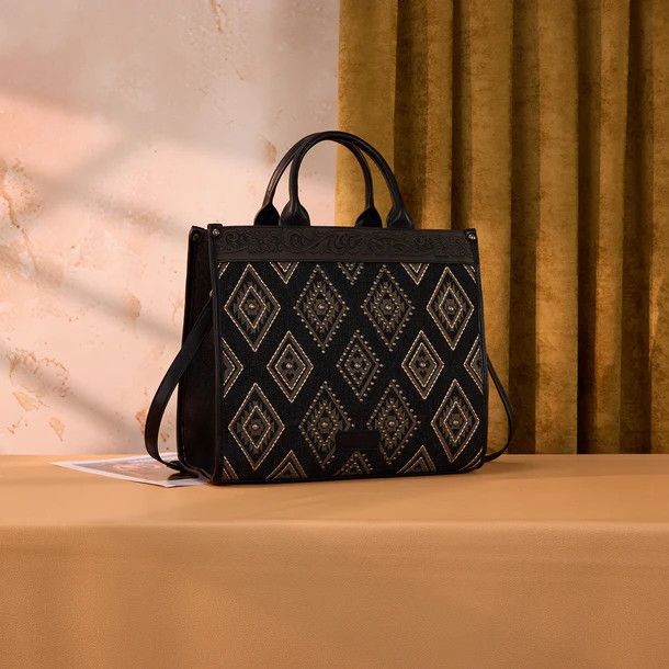 WRANGLER AZTEC STUDDED DENIM TOTE &amp; CROSSBODY
