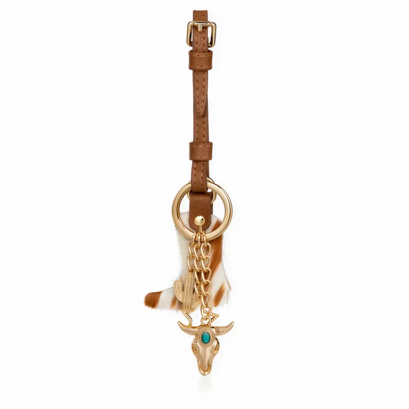 WRANGLER WESTERN COWHIDE COWBOY BOOT BAG CHARM