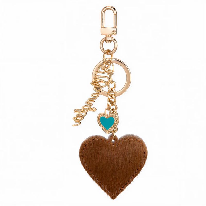 WRANGLER COWHIDE HEART BAG CHARM
