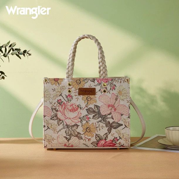WRANGLER FLORAL PRINT BRAIDED TOTE BAG