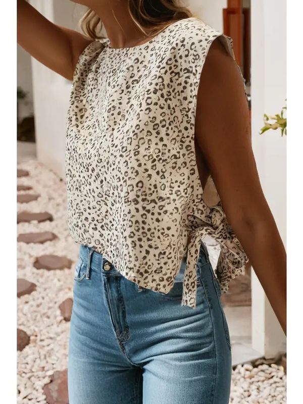 LEOPARD KNOT SIDE TWILL VEST