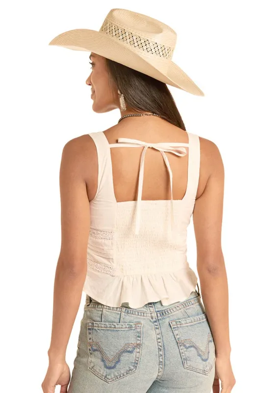 ROCK &amp; ROLL EYELET INSET TANK