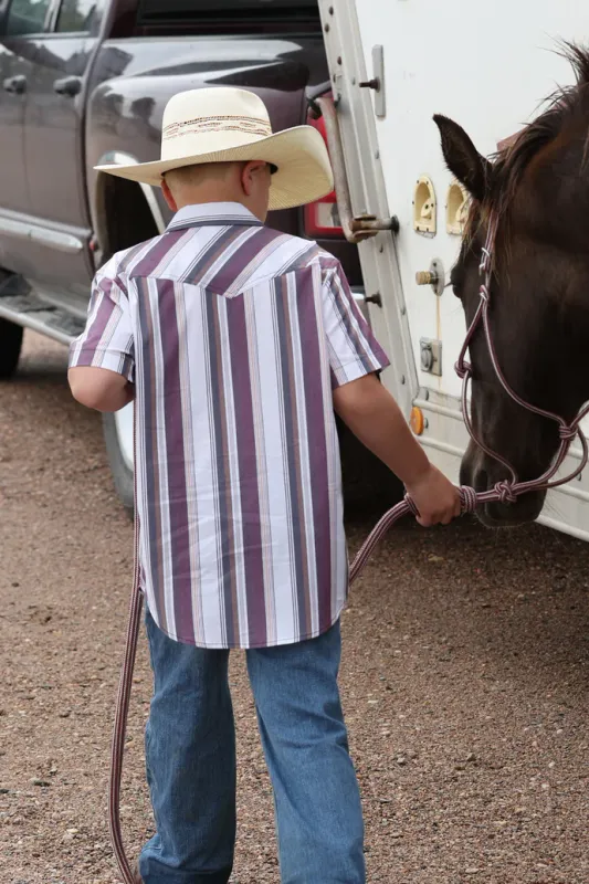 CINCH STRIPED SHORT SLEEVE SNAP SHIRT