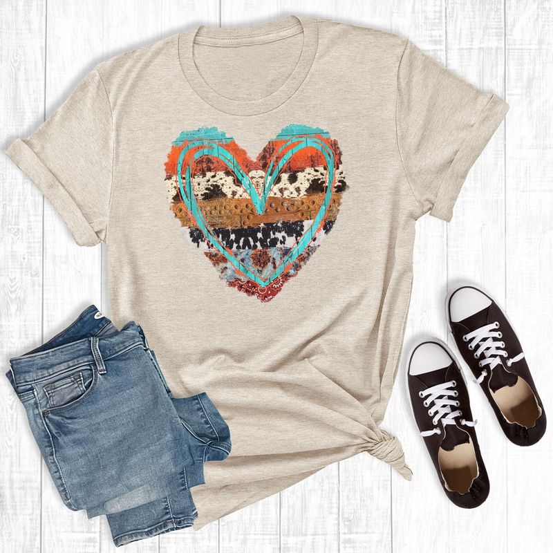 COWHIDE HEART TEE