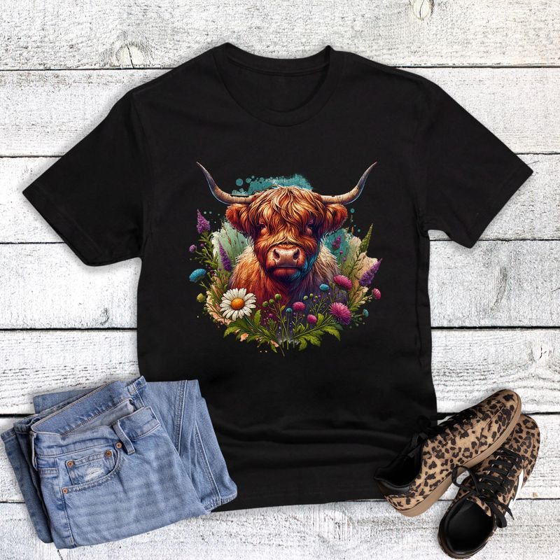 BOHO HIGHLAND COW TEE