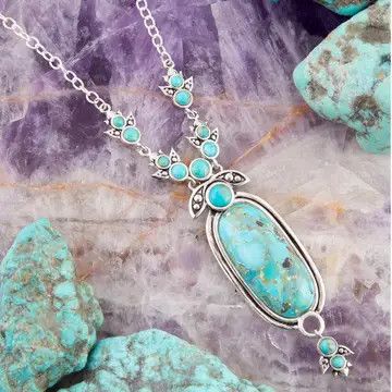 Emile Silver and Blue Turquoise Pendant Necklace