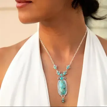 Emile Silver and Blue Turquoise Pendant Necklace