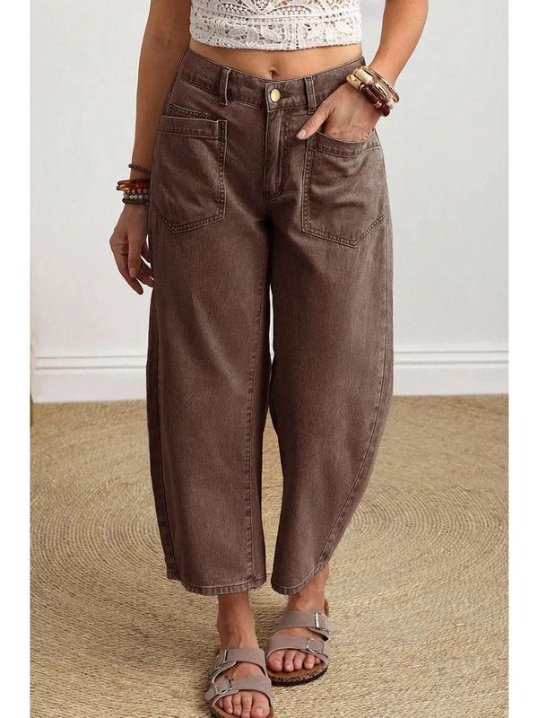 Square Patch Barrel Jean
