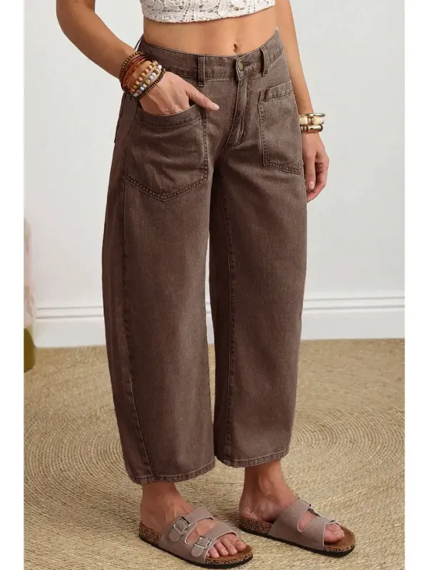 Square Patch Barrel Jean