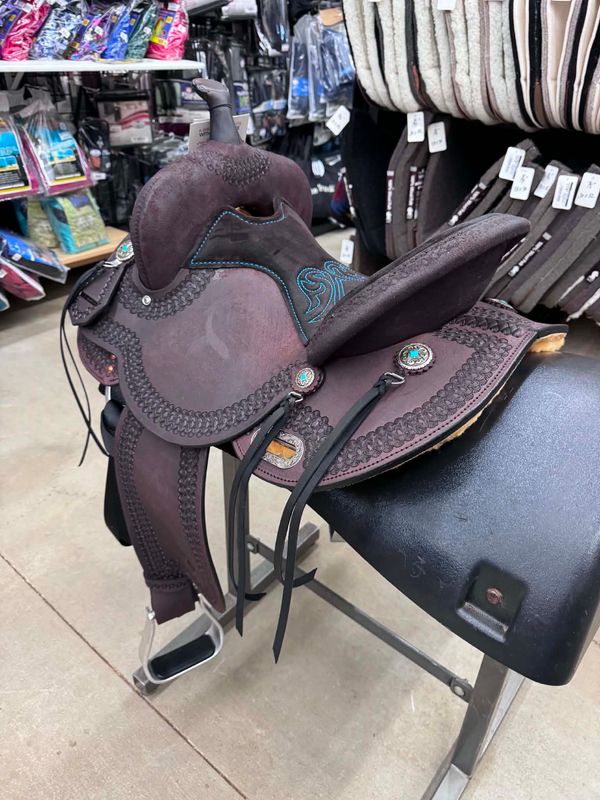 15" Circle Y Cloverleaf Barrel Saddle - Wide