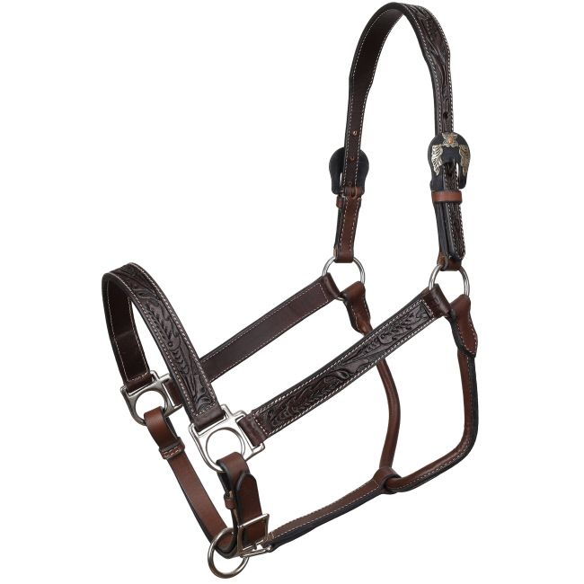 SHOWMAN MIDNIGHT OAK COW LEATHER HALTER