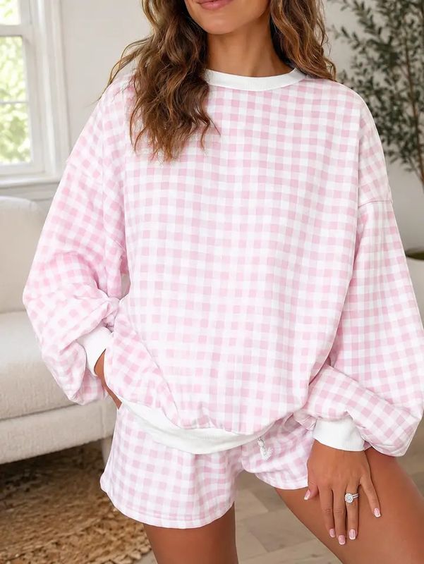 Plaid Baggy Crewneck