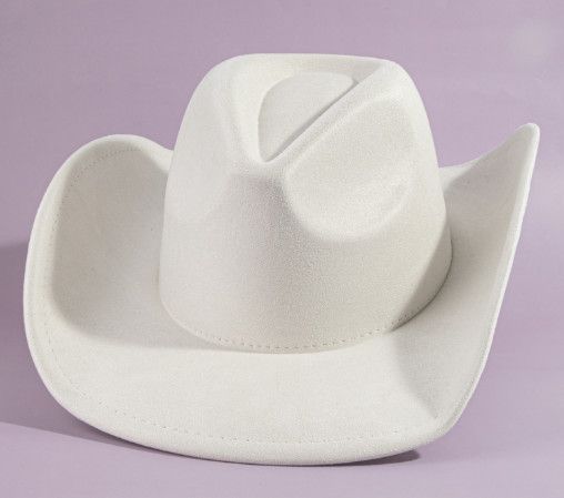 VEGAN SUEDE COWBOY HAT WITH SHAPED BRIM