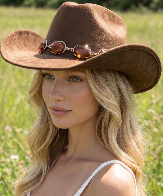 OVAL STONE SUEDE COWBOY HAT