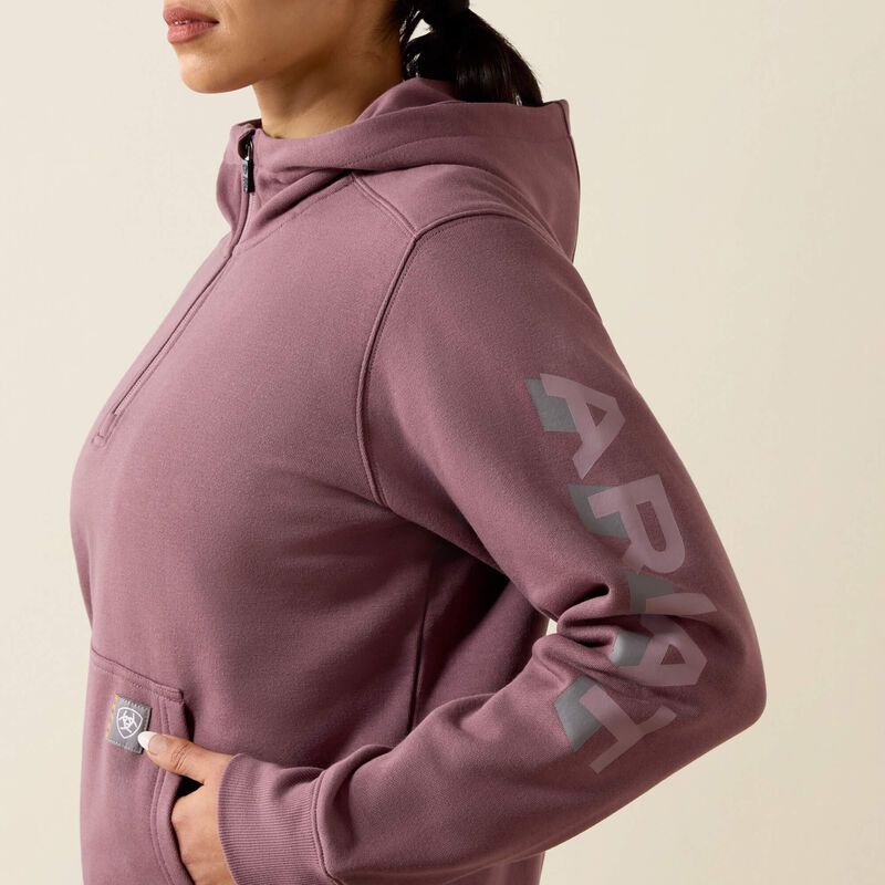 ARIAT REBAR LIGHTWEIGHT LOGO 1/2 ZIP HOODIE