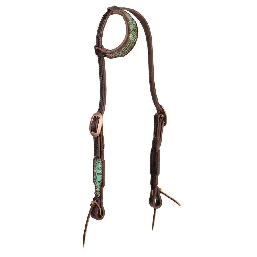 WEAVER TURQUOISE CROC ONE EAR HEADSTALL