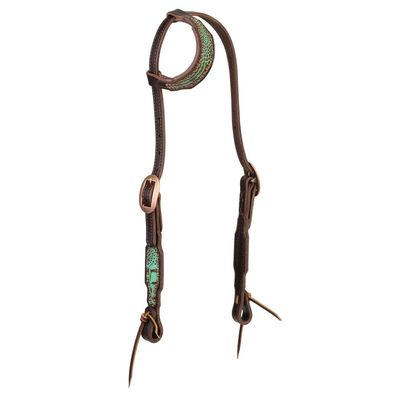 WEAVER TURQUOISE CROC ONE EAR HEADSTALL