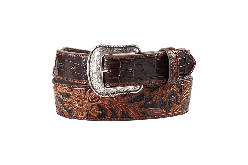 3D CROCO FLORAL EMBOSSED BELT