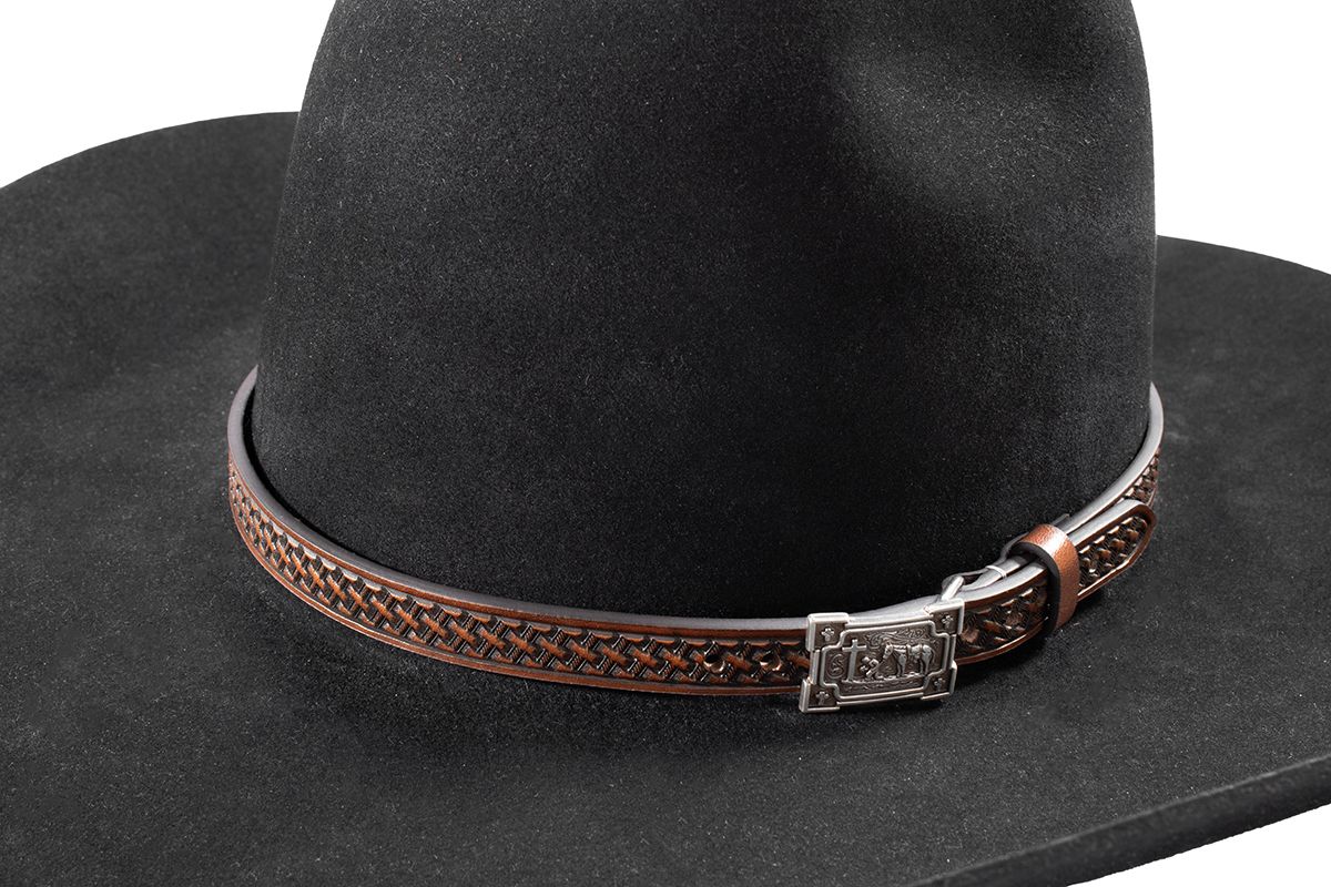 3D 5/8" BASKETWEAVE COWBOY PRAYING BUCKLE HAT BAND