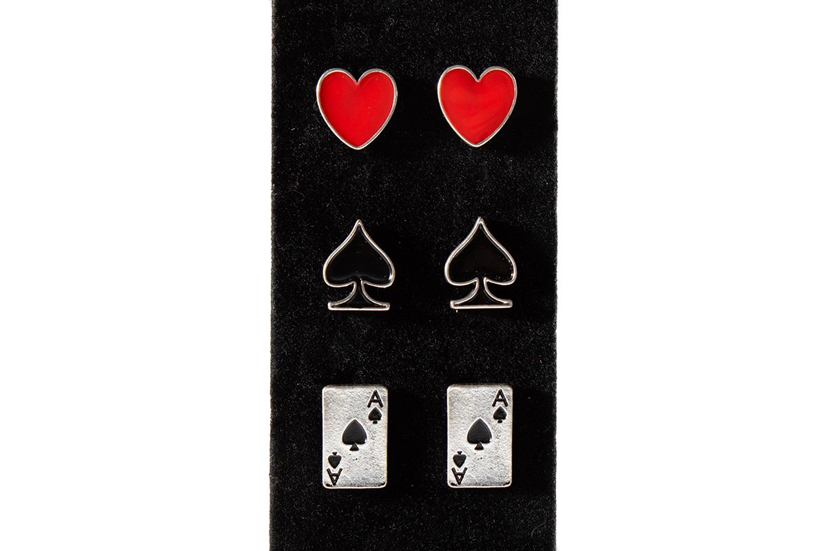 3-PIECE CARD SUIT EARRINGS