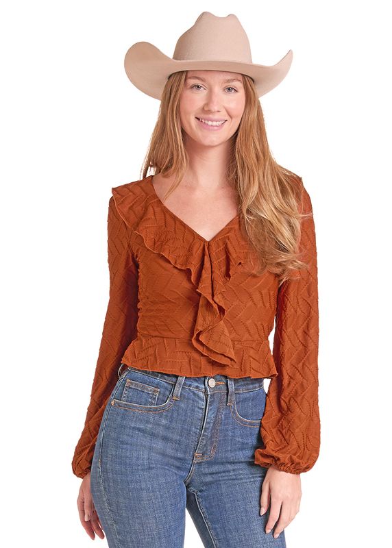 ROCK &amp; ROLL TEXTURED RUFFLE TOP