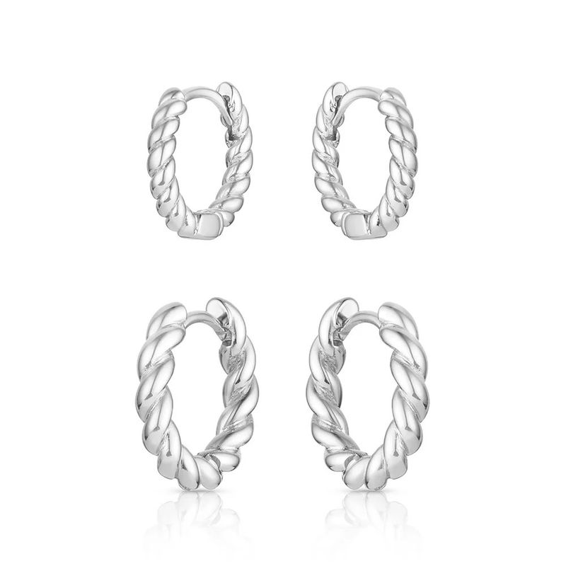 MONTANA SILVERSMITHS TWISTED UP HOOP EARRING SET
