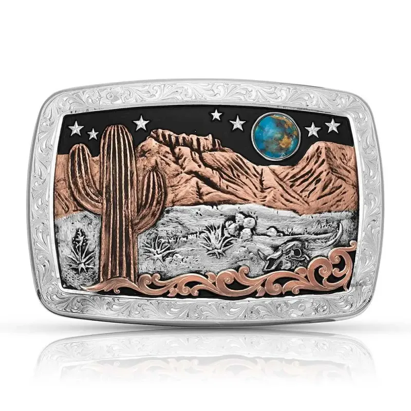 MONTANA SILVERSMITH DESERT MOON TURQUOISE CACTUS BUCKLE