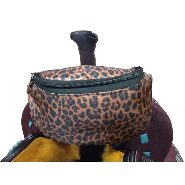 SHOWMAN SADDLE POUCH DARK CHEETAH
