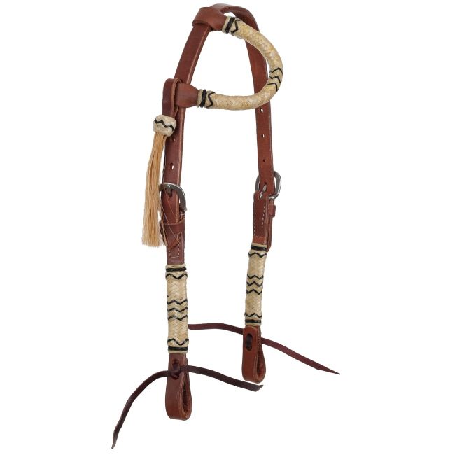 SHOWMAN RAWHIDE ARGENTINA COW LEATHER ONE EAR HEADSTALL - LARGE PONY