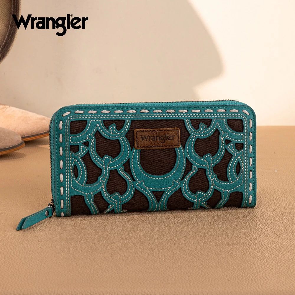 WRANGLER HORSESHOE CUTOUT ZIP AROUND WALLET