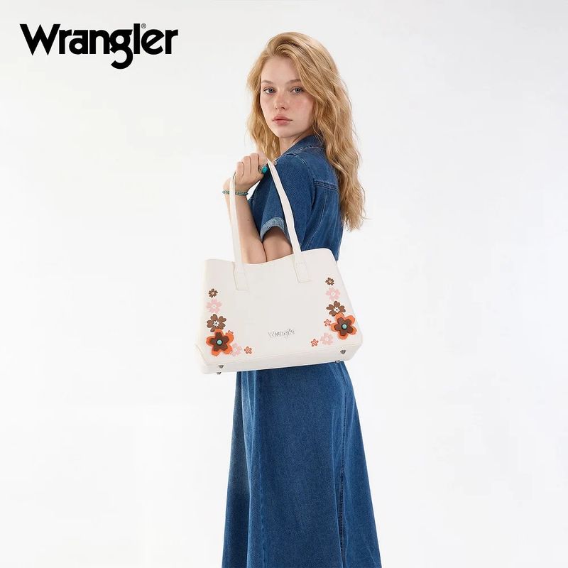 WRANGLER FLORAL ACCENT TOTE SHOULDER BAG