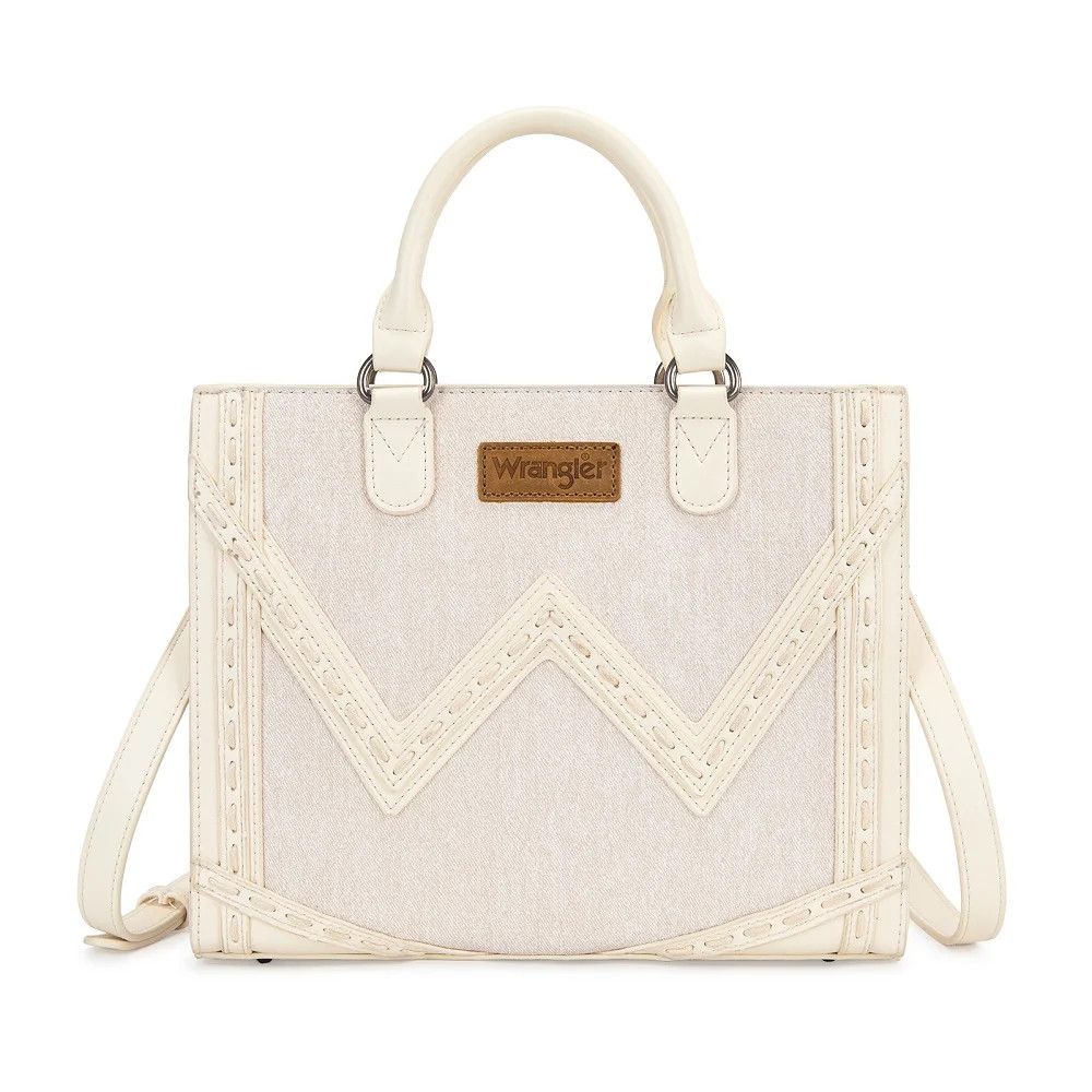 WRANGLER WESTERN CONTRAST STITCH CHEVRON TOTE BAG, Color: TAN